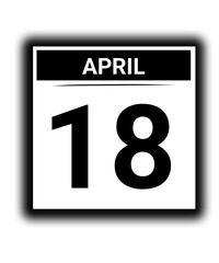 Black and white color April month calendar date 18