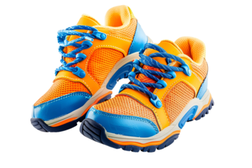 Bright Orange and Blue Kids Sneakers Sporty Footwear