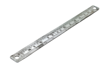 A well-used metal ruler isolated on black