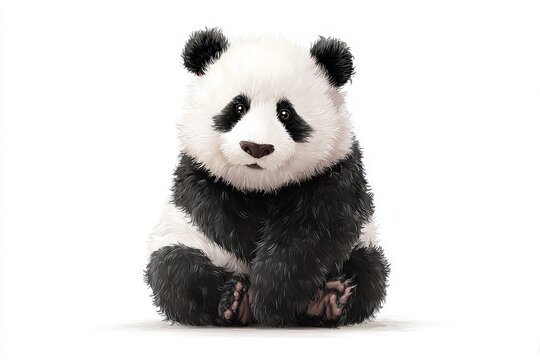 cute panda sitting, isolated on transparent background