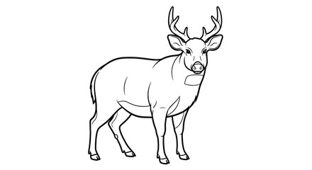 Hog Deer with Antlers Intricate Adult Coloring Page Wildlife Nature Art Forest Animal