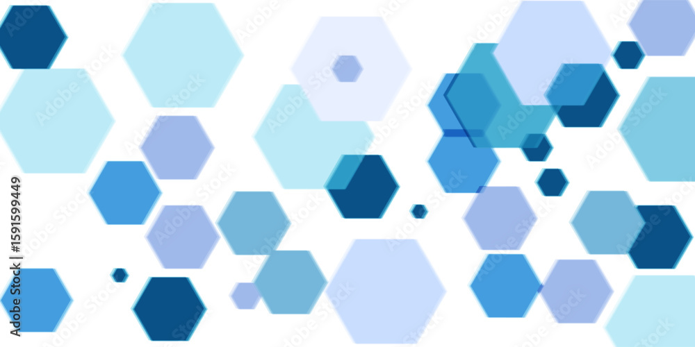 Poster abstract light blue purple and white gradient hexagon pattern element background. overlapping geomet