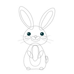 Bunny Tracing lines for kids.Handwriting practice worksheet for kid.
