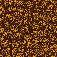 Radial yellow bursts over brown create a modern geometric pattern ideal for bold backgrounds.