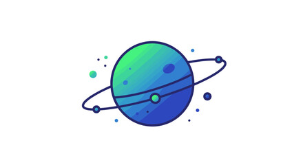 Colorful planet with rings in minimal gradient design