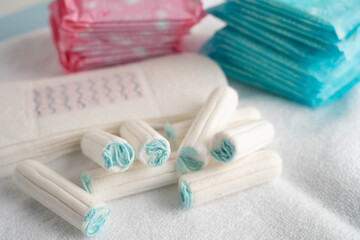 Sanitary hygiene set for woman menstrual period cycle protection. © kanruthai