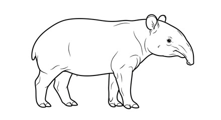 Fototapeta premium Unique Malayan Tapir Side Profile Adult Coloring Page Wildlife Nature Exploration