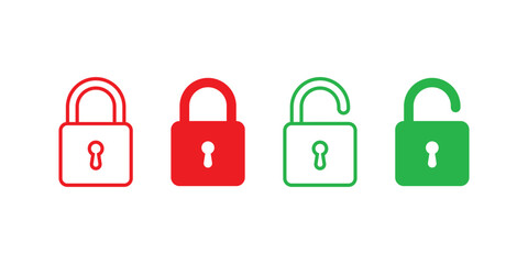 Secure Padlock Icons – Locked and Unlocked Symbol Collection for Privacy, Access Control, and Digital Security Interfaces