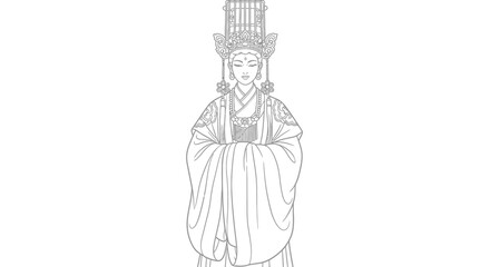 Obraz premium Chinese Mythology Mazu Sea Goddess Fujian Adult Coloring Page Ancient Deity Artistry