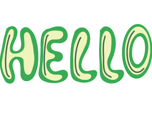 Green Hello Illustration on White Background