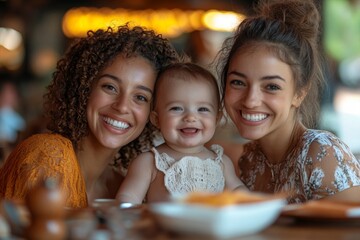 New mom friends enjoying time together with their babies at a restaurant, making the most of maternity leave and nurturing their friendship, Generative AI