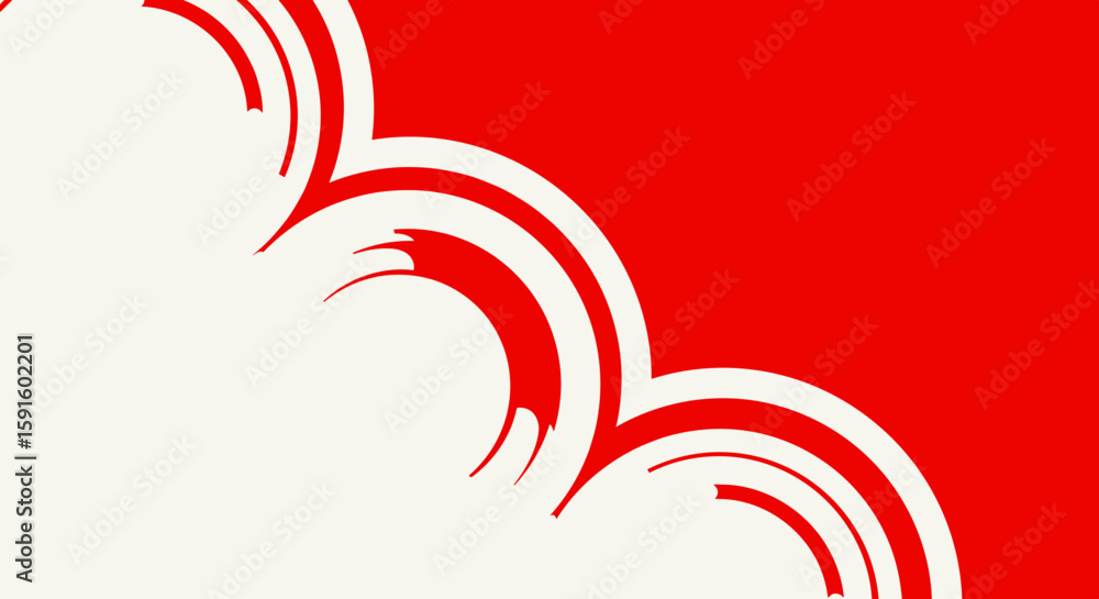 Aufkleber abstract red and white wave design with bold curves and dynamic patterns