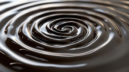 Smooth Chocolate Swirl Pattern in Glossy Liquid Surface Texture
