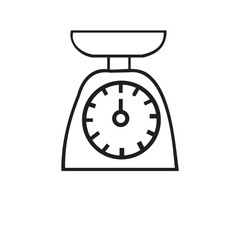 Black and White Outline of a Kitchen Scale with Bowl.