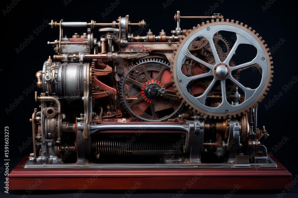 Poster intricate machine with interlocking gears and cogs showcasing the beauty of mechanics