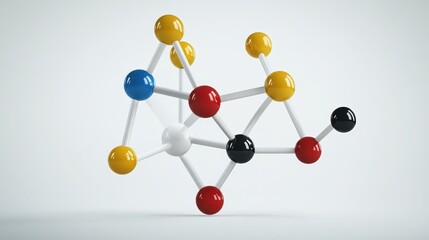 Obraz premium Colorful molecular structure model with atoms and bonds visualization