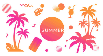 Tropical summer vibes with palm trees and refreshing elements