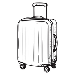 Hand Drawn Rolling Suitcase &ndash; Travel Luggage Illustration