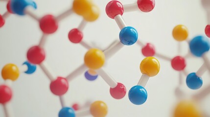 Colorful Molecule Structure on a Light Background in Abstract Concept