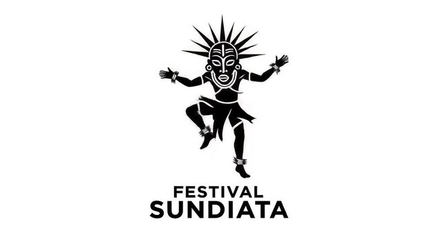 Black and White "Festival Sundiata" Logo with Traditional African Dancer Silhouette