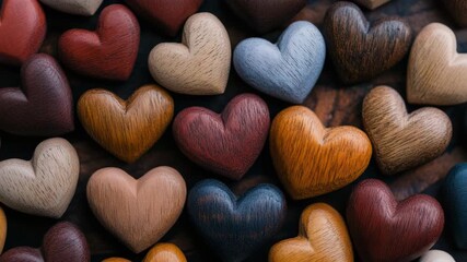 Wooden heart shapes with natural wood texture and pattern create charming craft decoration full of love and warm natural shape perfect for cozy wooden craft decoration design