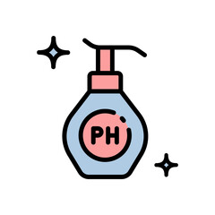 PH balanced packaging of cosmetics and hygienic product Skin pH and moisturizing, natural cosmetics. Optimal level of acidity and alkalinity. Hygiene Skin, Wash, Cleansing Concept. Isolated Color Vect