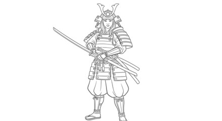 Tomoe Gozen Female Samurai Adult Coloring Page Iconic Japanese Heroine Cultural Art