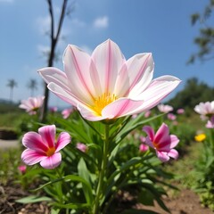 Fototapeta premium pink and white flower