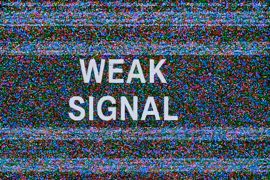 Weak signal message on retro television screen with glitch static noise, digital interference background, analog broadcast error pattern, old TV transmission failure, lost connection vintage effect

-