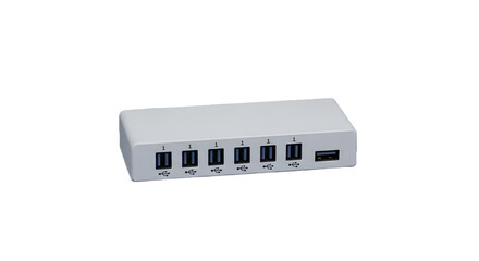 White USB Hub with Multiple Ports on Transparent Background