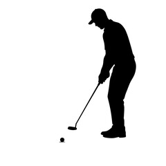 Golfer Silhouette - Focused Putting Stance on Green Icon