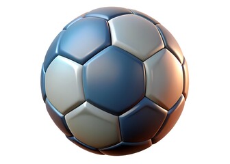 Fototapeta premium A detailed close up of a blue and white soccer ball with a classic hexagonal panel design isolated on a white background