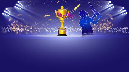 Cricket Trophy Celebration with Stadium Spotlight - Powered by Adobe