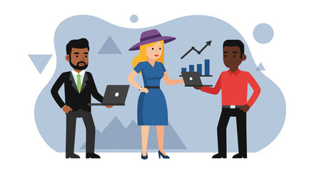 Diverse business team collaborating on project, ideal for website landing page or presentation.