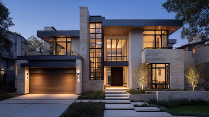 Contemporary Residential Architecture with Clean Lines and Neutral Tones in Daylight