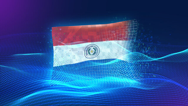 Paraguay A futuristic digital background merging with a national flag symbol, representing the concept of technology, innovation, and digital transformation while preserving cultural identity. - Powered by Adobe