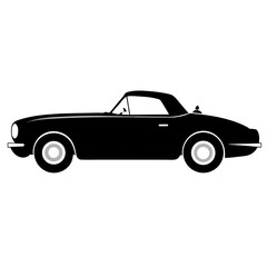Iconic black silhouette of a classic convertible automobile
