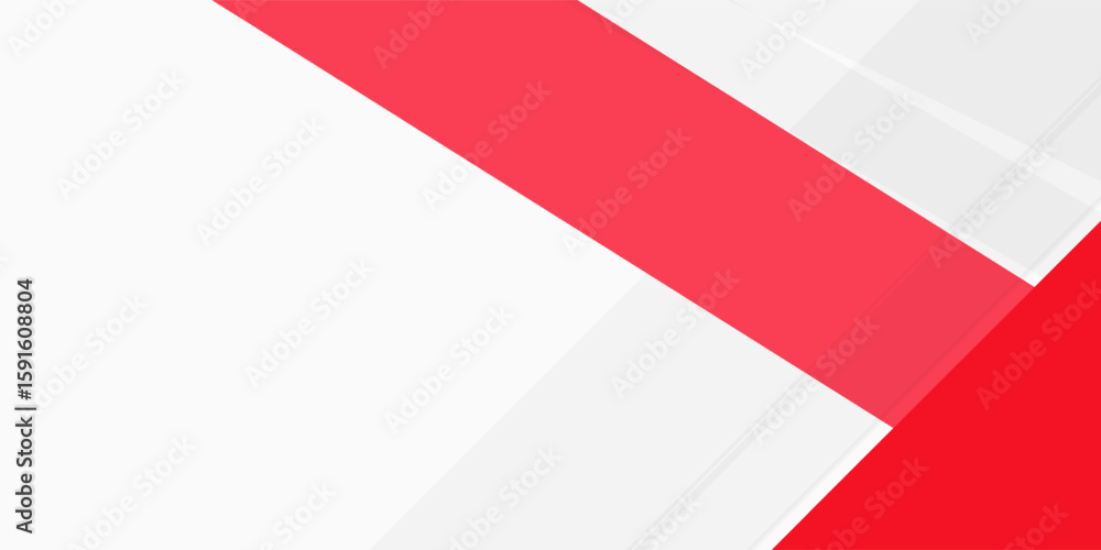 Poster abstract red and white background with geometric shape overlap layers. modern banner template design