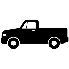 Classic pickup truck silhouette with an open bed for hauling