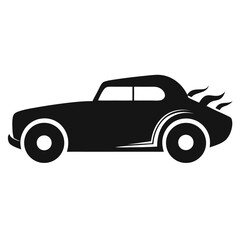 Classic hot rod car silhouette in black on a white background