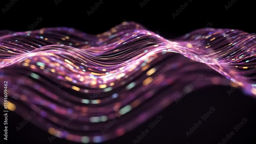 Poster abstract colorful wave patterns with shimmering lights, creating a dynamic visual effect