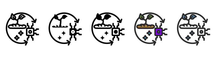 AI Agriculture Icon Set with Multiple Styles Vector Illustration