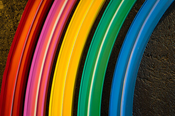 Rainbow arc or rainbows symbol of Pride or LGBTQIAN+  with black background.