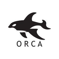 Artistic Orca Silhouette Design on Pure White Background