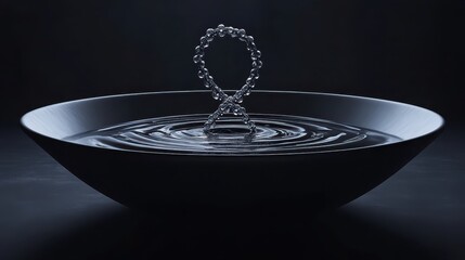 Water Splash with Abstract Shapes in Dark Background Setting