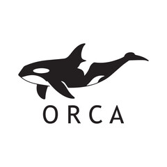 Flat Orca Whale Logo for Creative Marine Projects