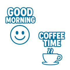 Good morning coffee design
Bright morning greeting with coffee cup and smiling face, ideal for lifestyle themes.