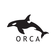 Flat Orca Whale Logo for Creative Marine Projects