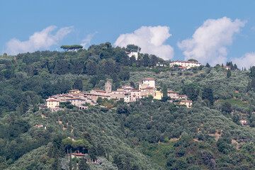 The ancient hilltop village of Mommio Castello, Massarosa, Italy