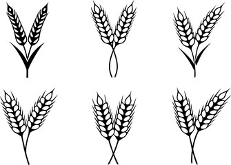Minimalist Wheat Ears Collection &ndash; Hand Drawn Organic Grain Harvest Vector art